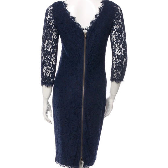 Navy Diane von Furstenberg DVF lace dress Zarita size 8 - Picture 3 of 8